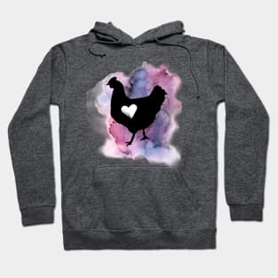 Chicken with Heart Watercolor Hoodie